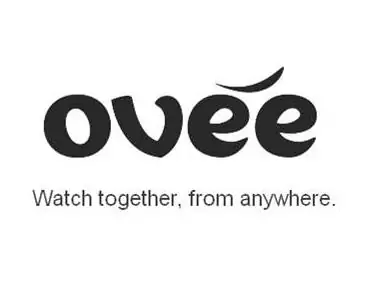 Black text logo ovee with an accent mark over the second e, and the tagline below reads: Watch together, from anywhere. The background is white.