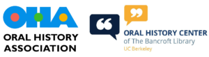 Logos of the OHA and UC Berkeleys Oral History Center on a white background